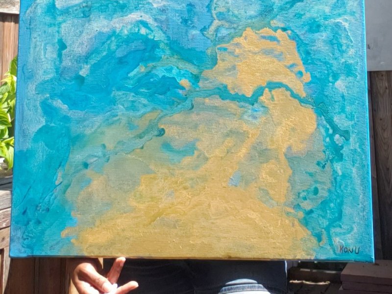Blue and Gold abstract painting